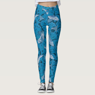 Vintag Blauer Fisch und Meeresalgen: Jugendstil Leggings