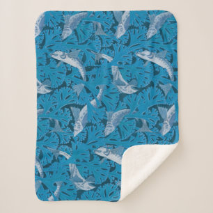 Vintag Blauer Fisch und Meeresalgen: Jugendstil Sherpadecke