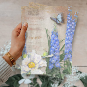 Vintag-Blauer-Weiß-Schmetterling-Dragonfly Seidenpapier