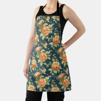 Vintag bläulich-blumengeschmückter feminininer Sti Schürze