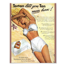 Vintag Blonde Girl Tanning Lotion Ad Foto