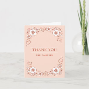 Vintag Blooms Wedding Dankeschön Card - Orange Karte