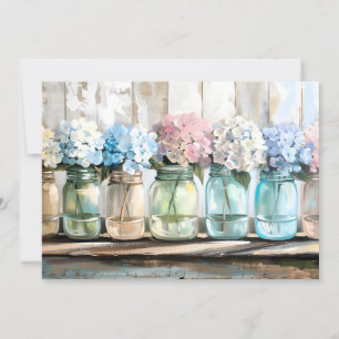 Vintag Blossom Hydrangea Mason Jars Feiertagskarte