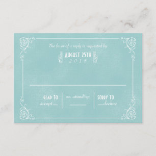 Vintag Blue Art Deco RSVP Karten