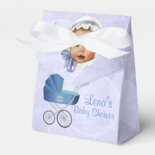 Vintag Blue Baby & Carriage Zelt Gefälligkeitsboxe Geschenkschachtel