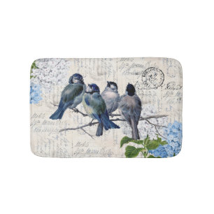 Vintag Blue Birds Blume Italienisches Bathmat Badematte