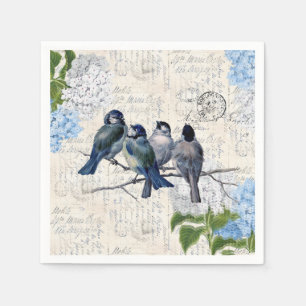Vintag Blue Birds Blume Italienisches Papier Napki Serviette