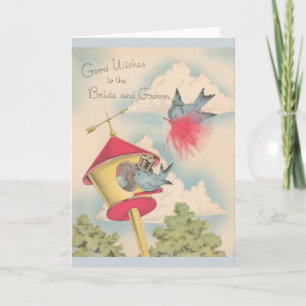 Vintag Blue Birds Wedding Card Karte