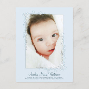 Vintag Blue Birth Announcement Boy Postcard Postkarte