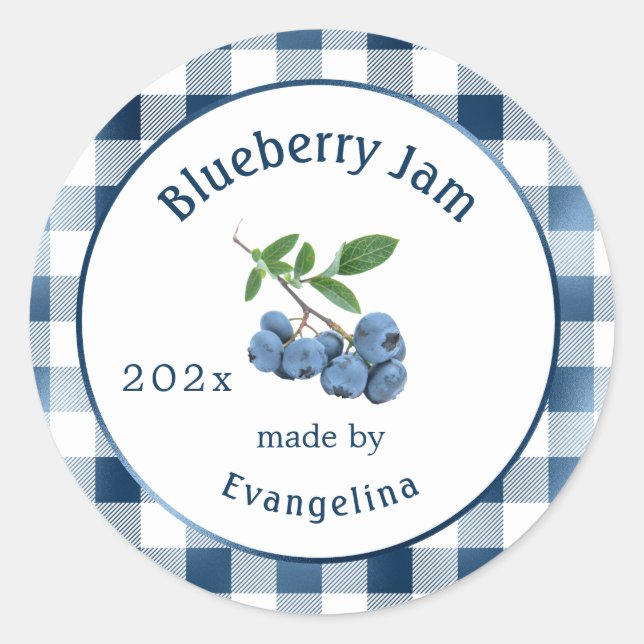 Vintag Blue Blueberry Jam Canning Runder Aufkleber (Vorderseite)