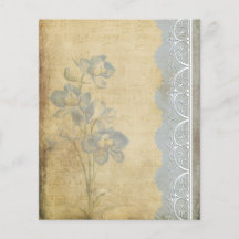 Vintag Blue Blume & Lace Scrapbook Paper