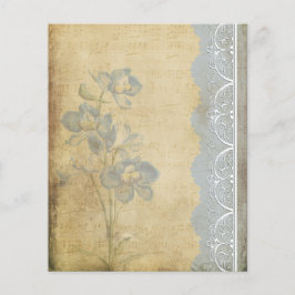 Vintag Blue Blume & Lace Scrapbook Paper