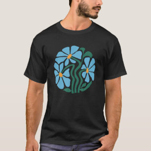 Vintag Blue Blume Retro Minimalistisch 70er Blume T-Shirt