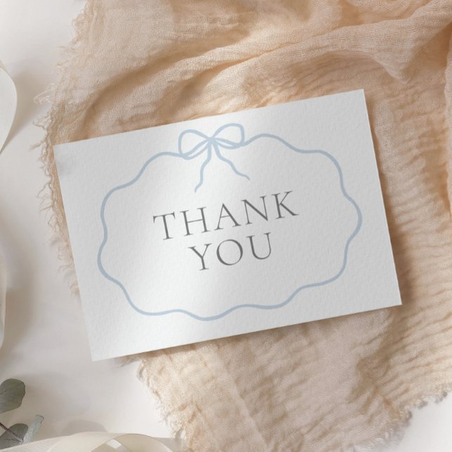 Vintag Blue Bow Boy Baby Dusche Dankeskarte (Von Creator hochgeladen)