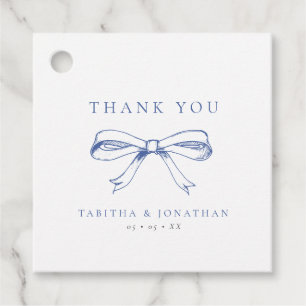 Vintag Blue Bow Wedding Danke Geschenkanhänger