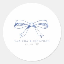 Vintag Blue Bow Wedding Runder Aufkleber