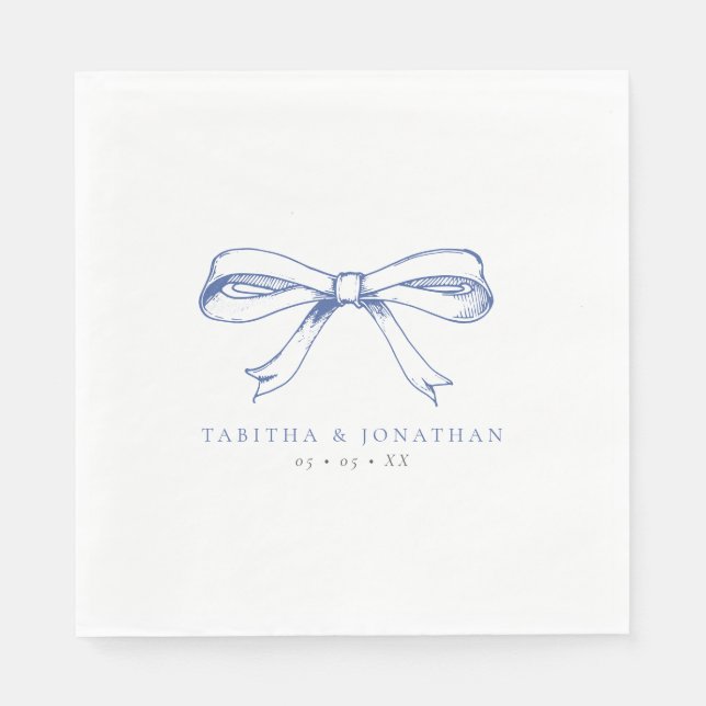 Vintag Blue Bow Wedding Serviette (Vorderseite)