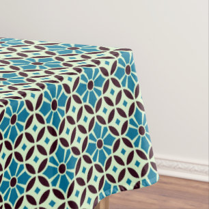 Vintag Blue Brown Barcelona Star Tile Geometric Tischdecke