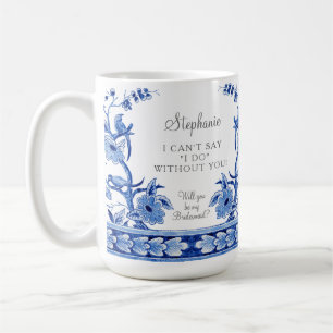 Vintag Blue Chinoiserie Asian Floral Kaffeetasse