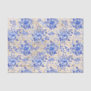 Vintag Blue Chinoiserie Blume Bouquet Entdeckungsr Seidenpapier