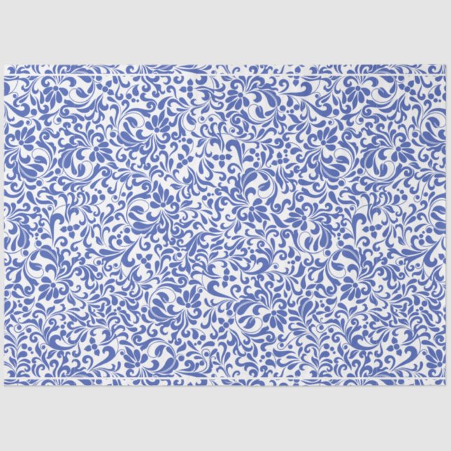 Vintag Blue Chinoiserie Dekoupage Seidenpapier (Vorderseite)