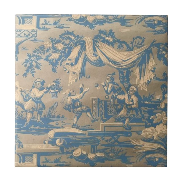 Vintag Blue Chinoiserie Fliese (Vorderseite)