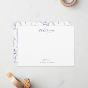 Vintag Blue Chinoiserie Floral Vielen Dank Mitteilungskarte