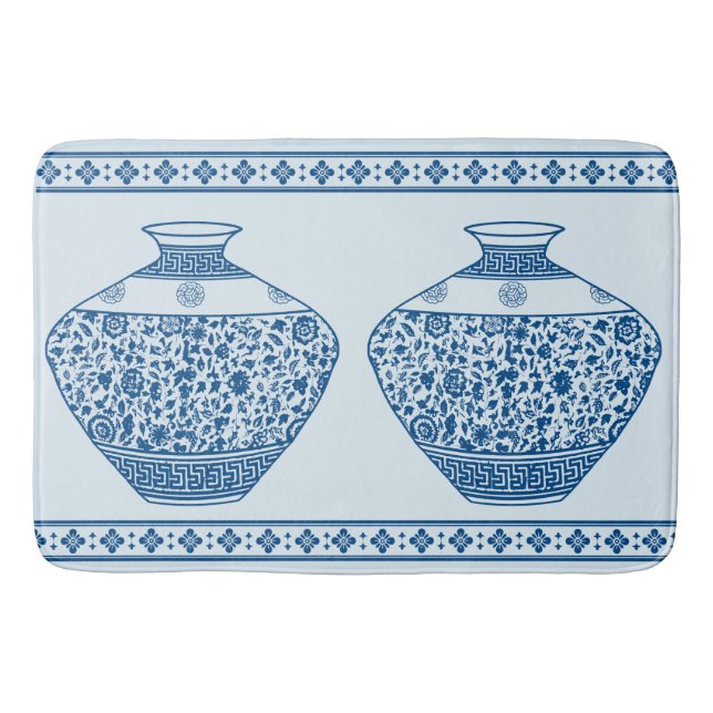 Vintag Blue Chinoiserie Ginger Jars Vases Badematte (Vorderseite)