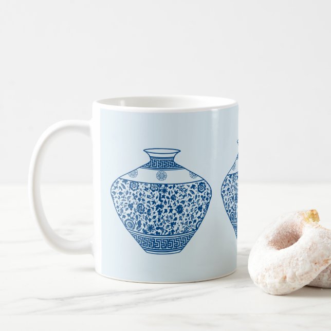 Vintag Blue Chinoiserie Ginger Jars Vases Kaffeetasse (Mit Donut)