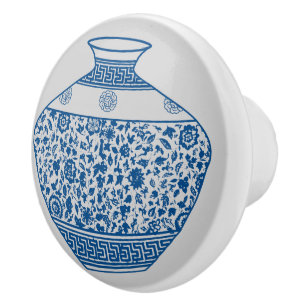 Vintag Blue Chinoiserie Ginger Jars Vases Keramikknauf