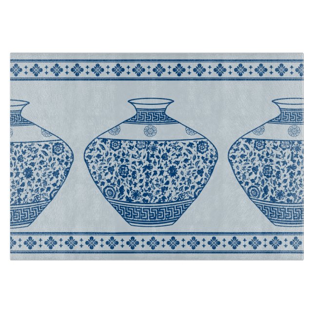 Vintag Blue Chinoiserie Ginger Jars Vases Schneidebrett (Vorderseite)