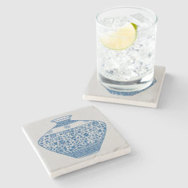 Vintag Blue Chinoiserie Vase Ginger Jar Steinuntersetzer