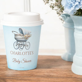 Vintag Blue Classic Baby Dusche Pappbecher