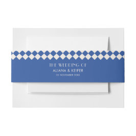 Vintag Blue & Cream Checkerboard Retro Wedding Einladungsbanderole