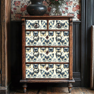 Vintag Blue Creme Shabby Chic Butterfly Decoupage Seidenpapier
