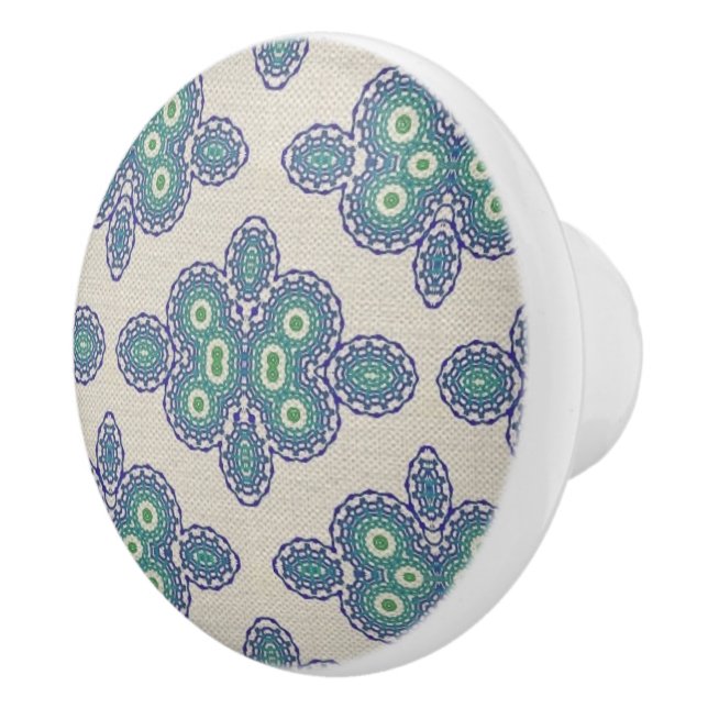 Vintag Blue Dreams Keramik Knoblauch Keramikknauf (Rechts)