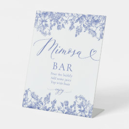Vintag Blue Floral Brautparty Mimosa Bar Sign Sockelschild