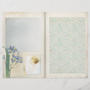 Vintag Blue Floral Collage Scrapbook Page