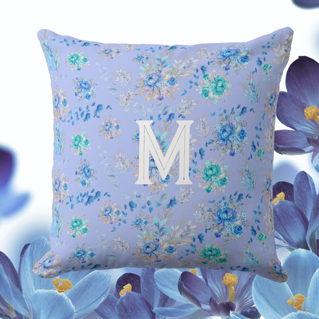 Vintag Blue Floral Monogram Kissen (Von Creator hochgeladen)