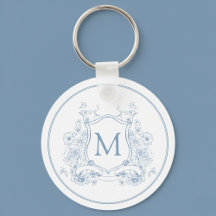 Vintag Blue Floral Monogram