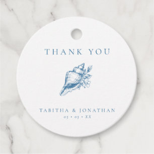 Vintag Blue Floral Muschel Hochzeit Vielen Dank Geschenkanhänger