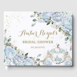 Vintag Blue Floral Princess Pumpkin Coach Bridal Gästebuch