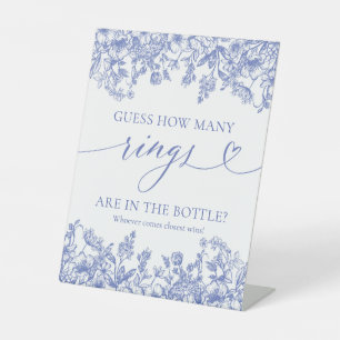 Vintag Blue Floral rät, wie viele Rings Game Sign Sockelschild