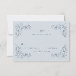 Vintag Blue Floral RSVP Karte