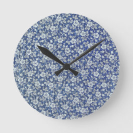 Vintag Blue Floral Runde Wanduhr