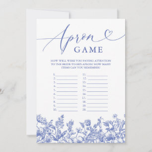 Vintag Blue Floral Schürze Brautparty Game Einladung