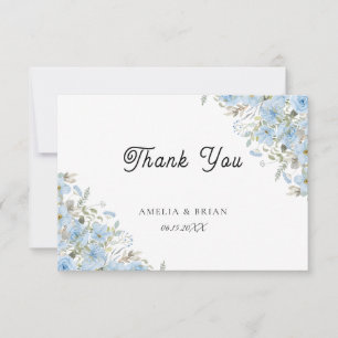 Vintag Blue Floral Wedding Dankeschön Card Dankeskarte