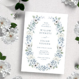 Vintag Blue Floral Wedding Einladung