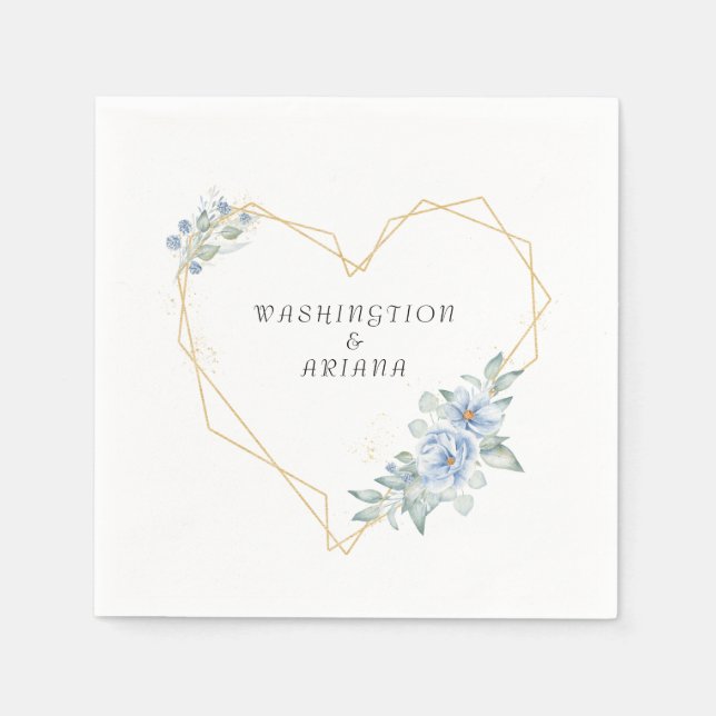 Vintag Blue Floral Wedding Napkins Serviette (Vorderseite)