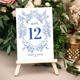 Vintag Blue Floral Wedding Tischnummer